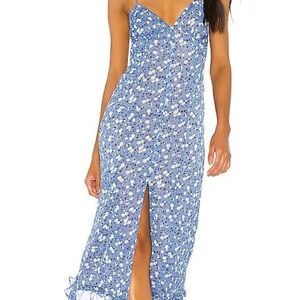 MAJORELLE Blue and Brown Floral Dress